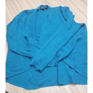 CHAUS New York Open Drape Waterfall Soft Girl Cardigan Ocean Blue Sz M
